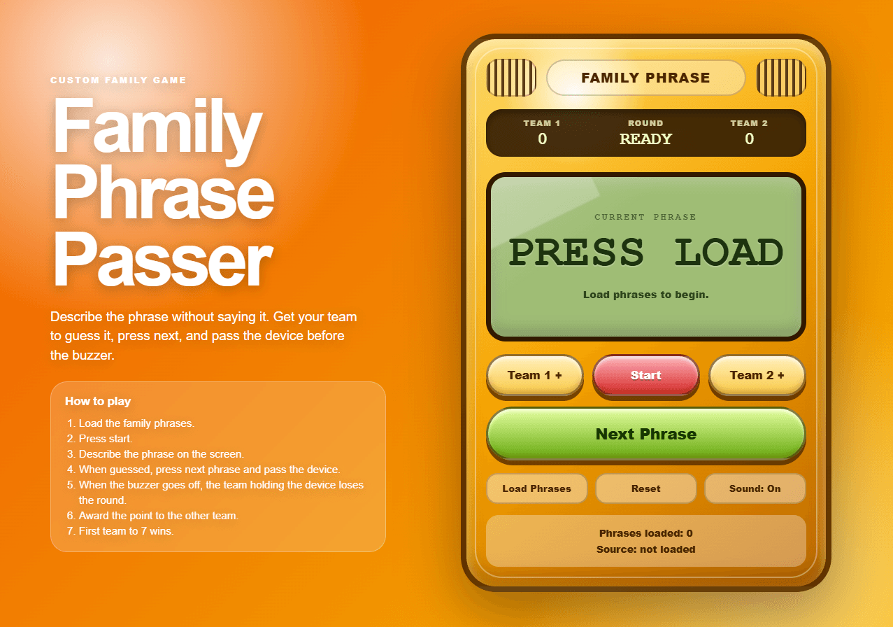 Family Phrase Game live interface screenshot