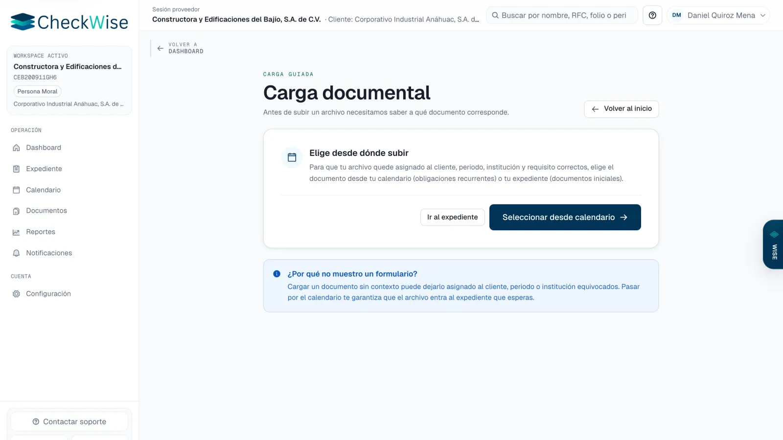 Provider portal guided upload