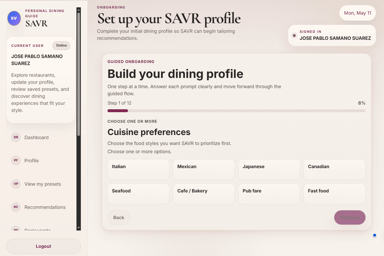 SAVR onboarding